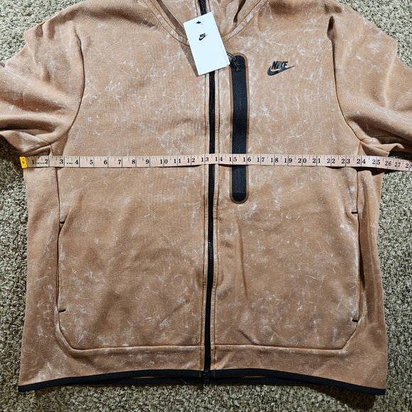 Nike Sportswear Tech Fleece Wash Full Zip Hoodie Men's Size XL DM6515-215 Brown - Picture 5 of 12